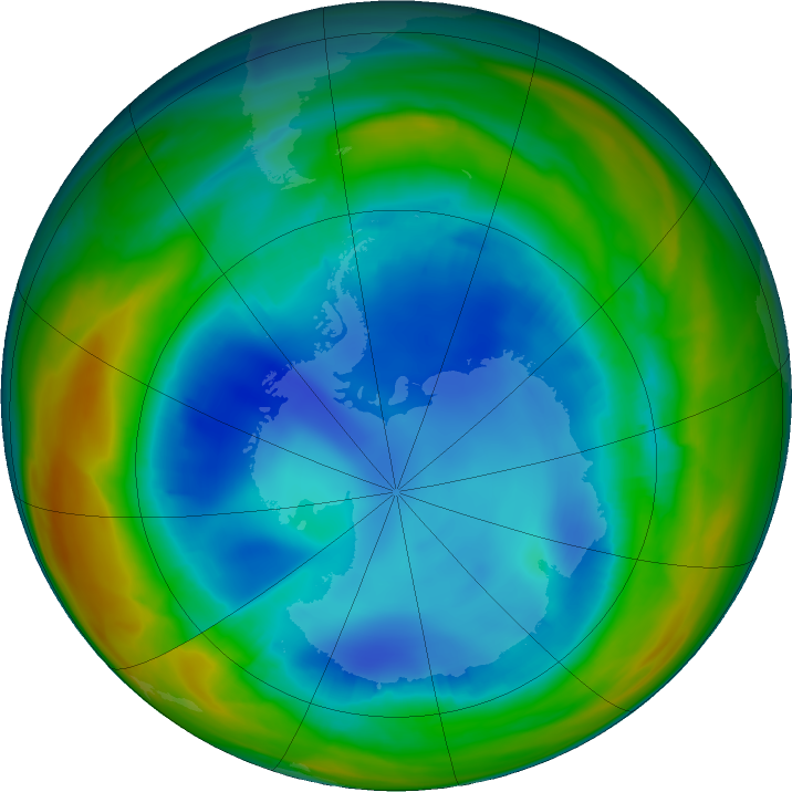 Antarctic ozone map for 04 August 2023